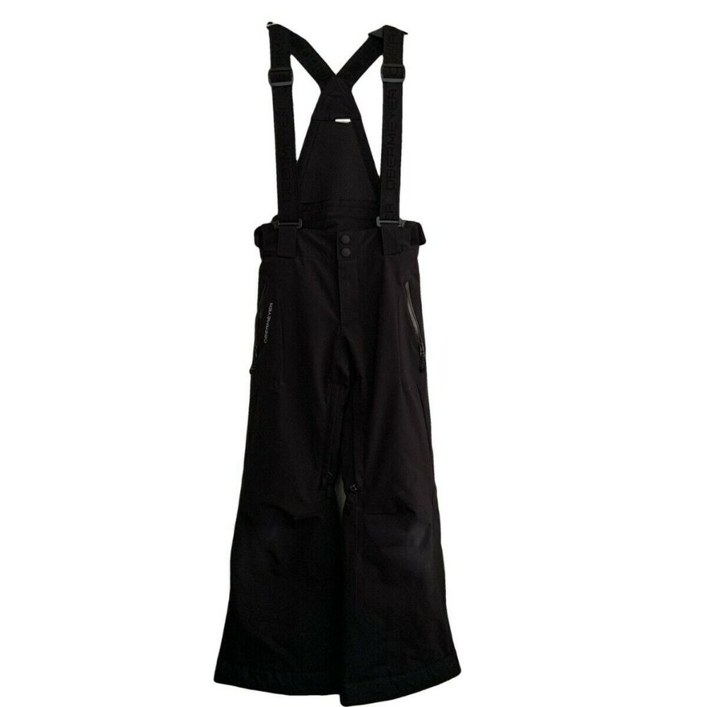 Obermeyer Size Teen 10-12 Black Athletic Nylon Insulated Snow Ski Bib Pants